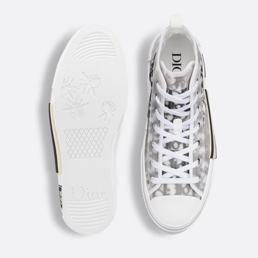 US 9 - Authentic DIOR B-23 High-Top Sneaker White And Black Dior Oblique Canvas